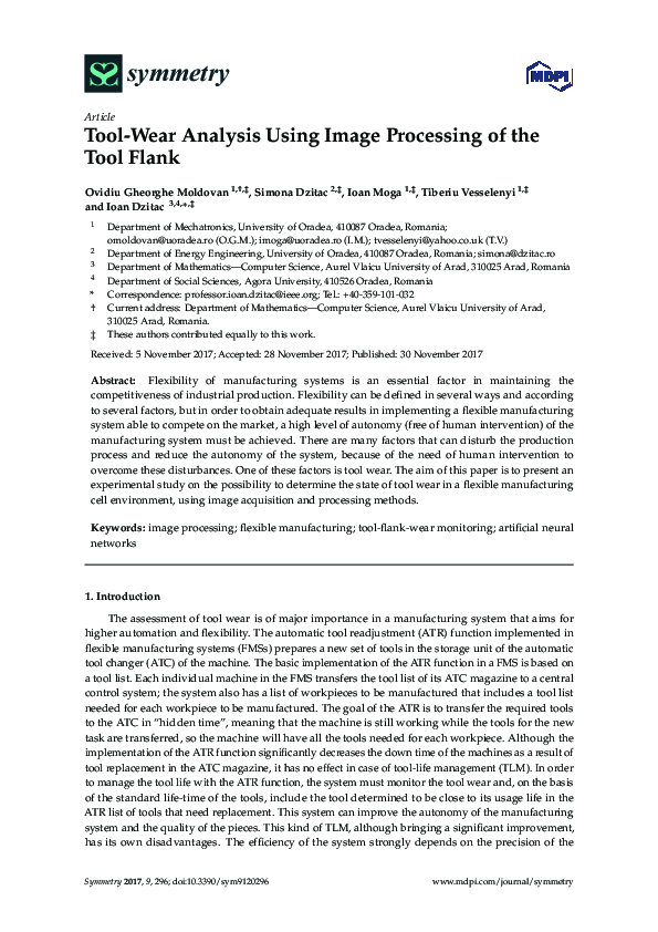 (PDF) Tool-Wear Analysis Using Image Processing of the Tool Flank