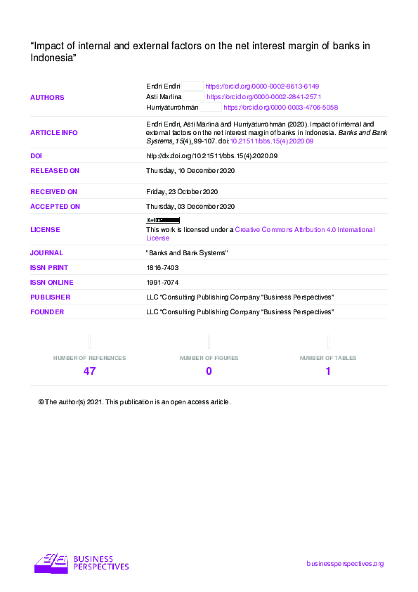 (PDF) Impact of internal and external factors on the net interest ...