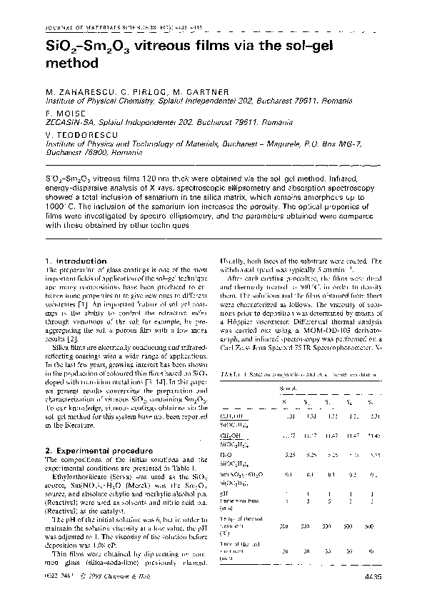 (PDF) SiO2-Sm2O3 vitreous films via the sol-gel method