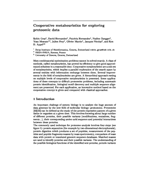 (PDF) Cooperative Metaheuristics for Exploring Proteomic Data
