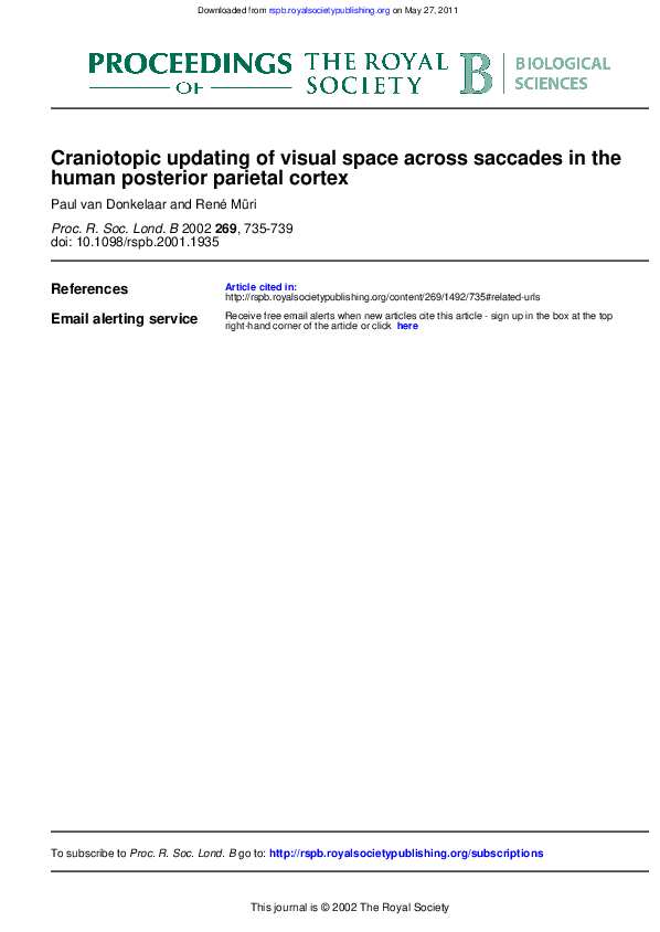 (PDF) Craniotopic updating of visual space across saccades in the human ...