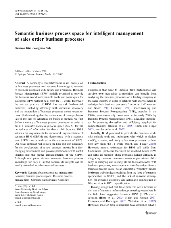 (PDF) Semantic business process space for intelligent management of ...
