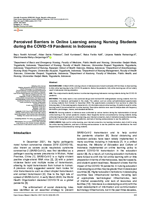 (PDF) Perceived Barriers in Online Learning among Nursing Students ...