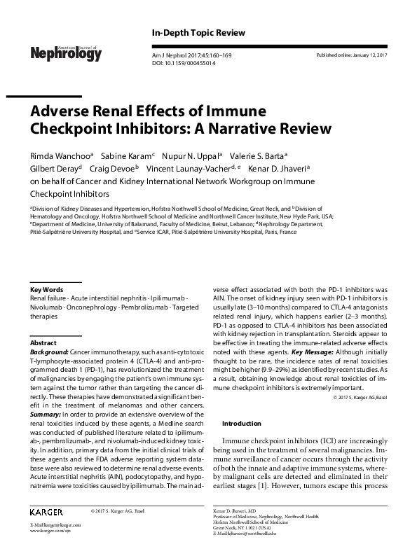 (PDF) Adverse Renal Effects of Immune Checkpoint Inhibitors: A ...