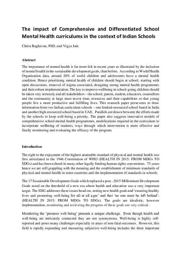 (PDF) The impact of Comprehensive and Differentiated School Mental ...