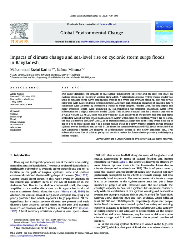 (PDF) Impacts of climate change and sea-level rise on cyclonic storm ...