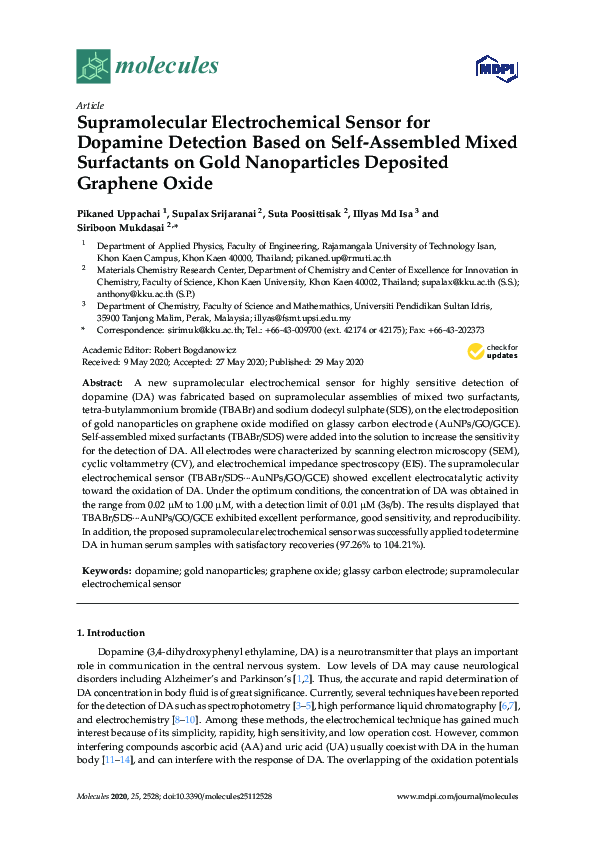 (PDF) Supramolecular Electrochemical Sensor for Dopamine Detection ...