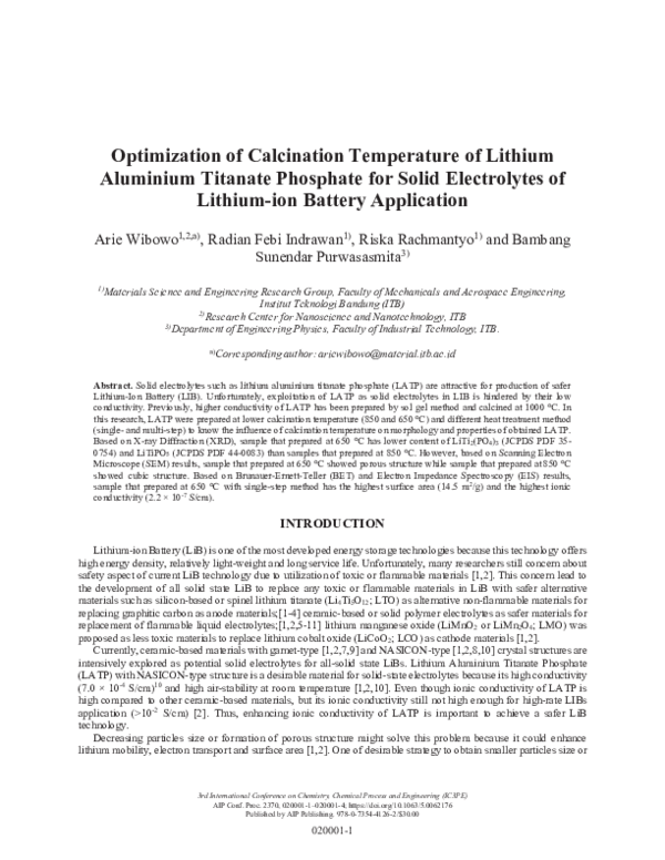 (PDF) Optimization of calcination temperature of lithium aluminium ...