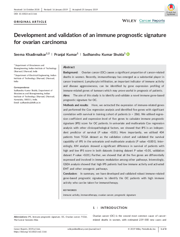 (PDF) Development and validation of an immune prognostic signature for ...