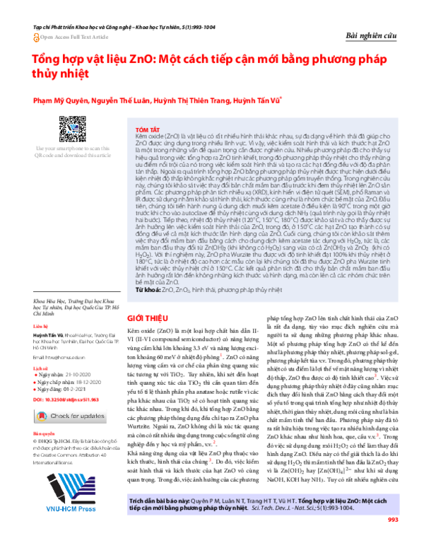 (PDF) Synthesis of ZnO material: A new approach by hydrothermal method