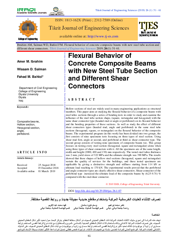 (PDF) Flexural Behavior of Concrete Composite Beams with New Steel Tube ...