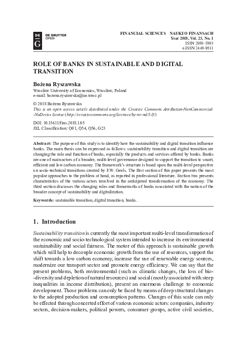 (PDF) Role of Banks in Sustainable and Digital Transition