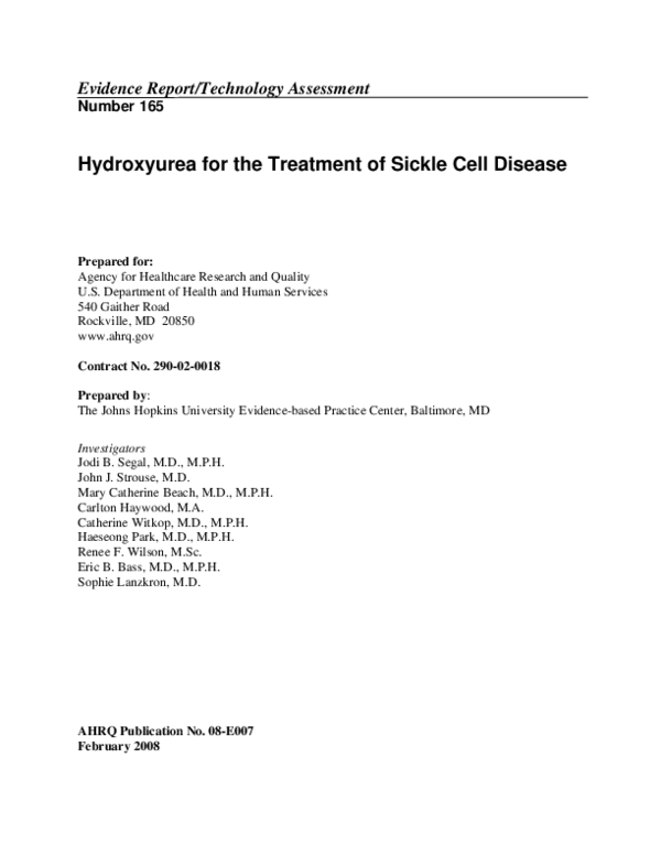 (PDF) Hydroxyurea for the Treatment of Sickle Cell Disease
