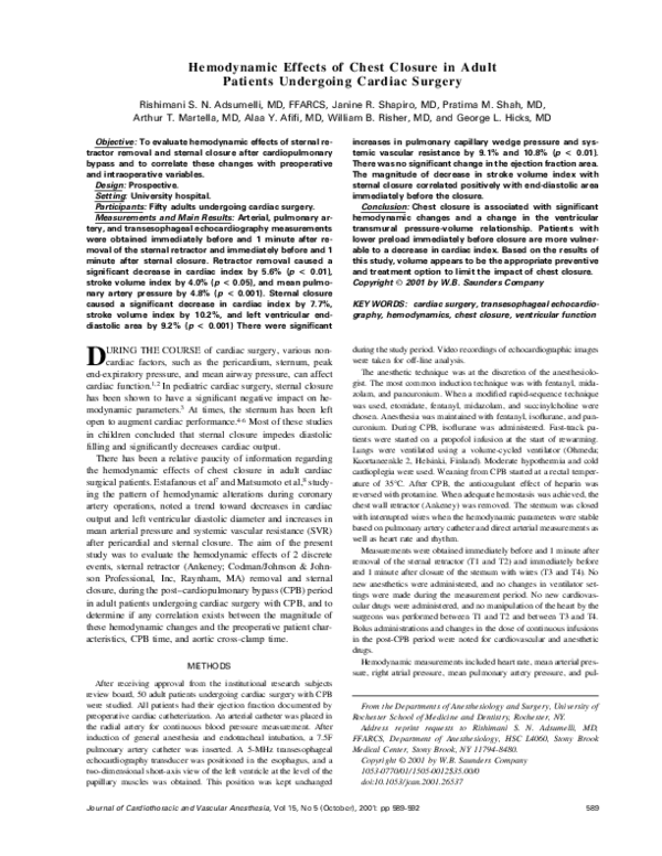 (PDF) Hemodynamic effects of chest closure in adult patients undergoing ...