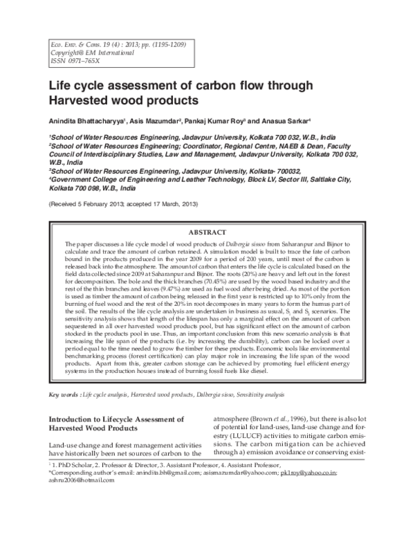 (PDF) Life cycle assessment of carbon flow through harvested wood products