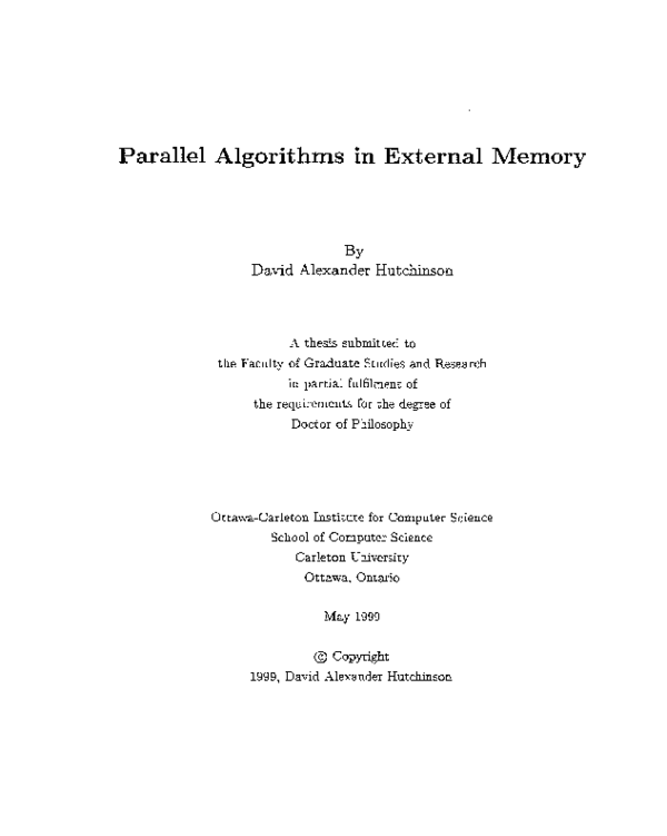 (PDF) Parallel Algorithms in External Memory | David Alex - Academia.edu