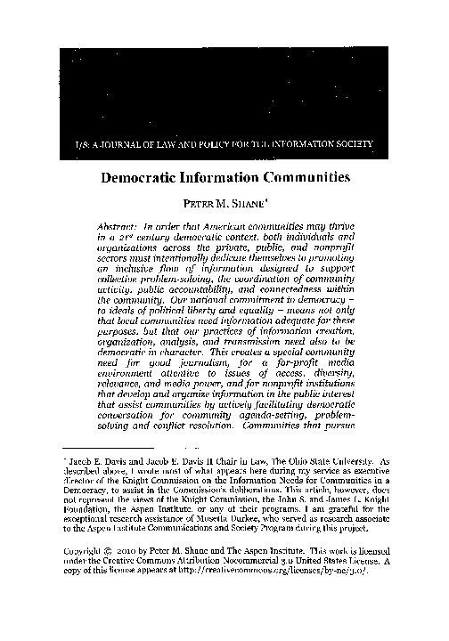 (PDF) Democratic Information Communities