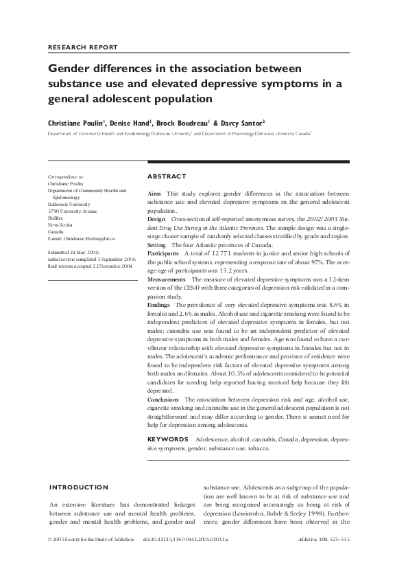 (PDF) Gender differences in the association between substance use and ...