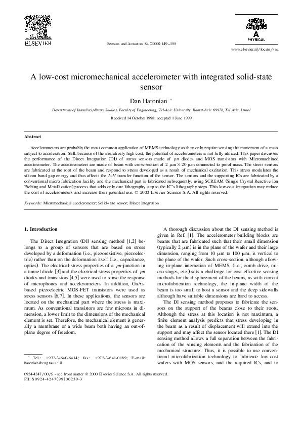 (PDF) A low-cost micromechanical accelerometer with integrated solid ...
