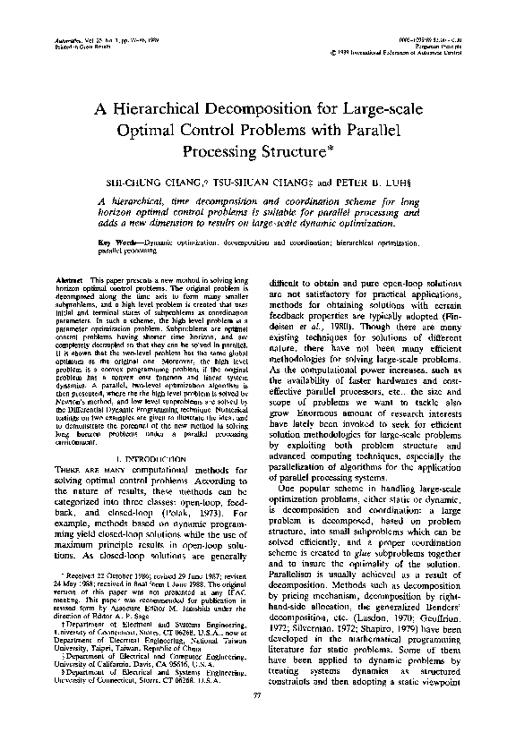 (PDF) A hierarchical decomposition for large-scale optimal control ...