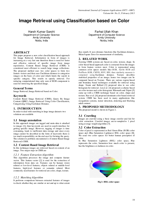 (PDF) Image Retrieval using Classification based on Color