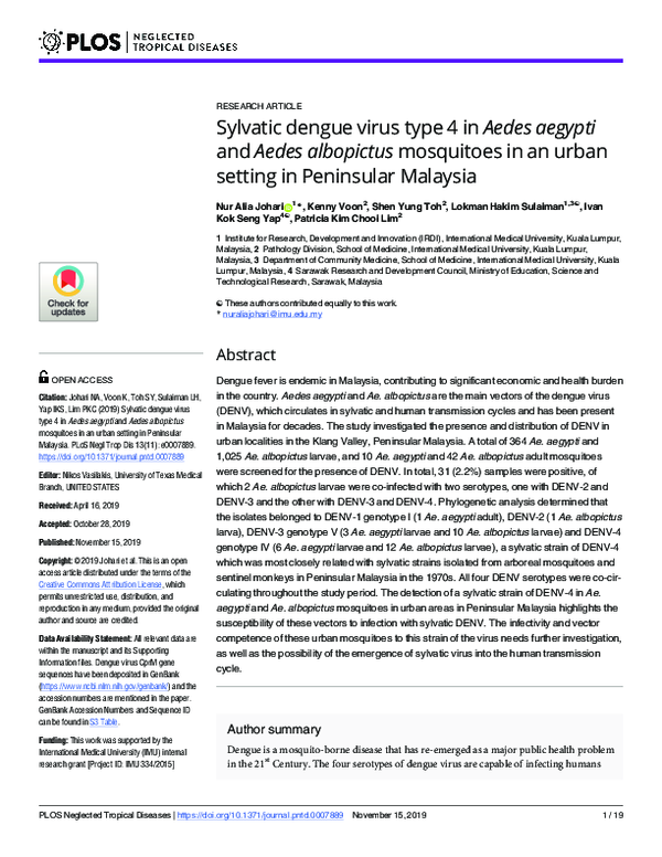(PDF) Sylvatic dengue virus type 4 in Aedes aegypti and Aedes ...