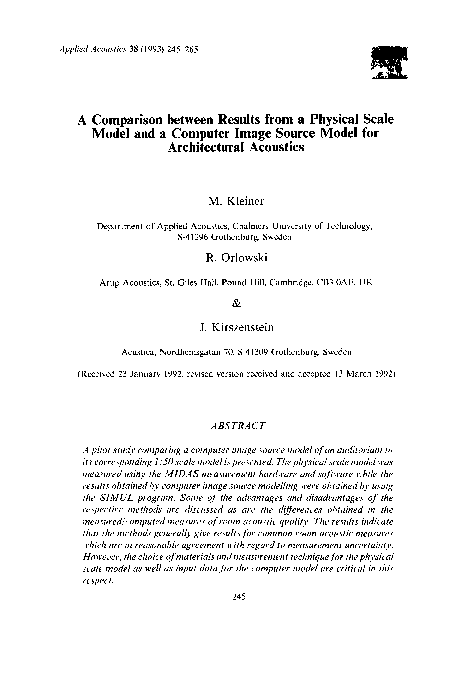 (PDF) A comparison between results from a physical scale model and a ...