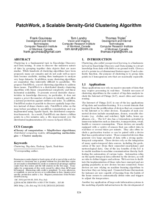 (PDF) PatchWork, a scalable density-grid clustering algorithm