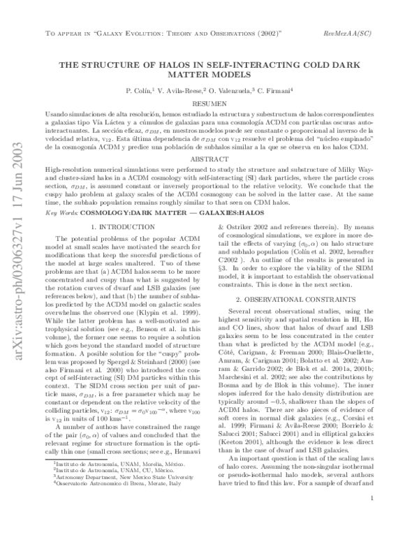 (PDF) The structure of halos in self-interacting cold dark matter models
