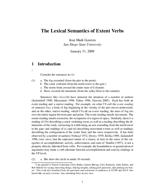 (PDF) The Lexical Semantics of Extent Verbs