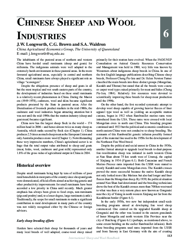 (PDF) Chinese Sheep and Wool Industries