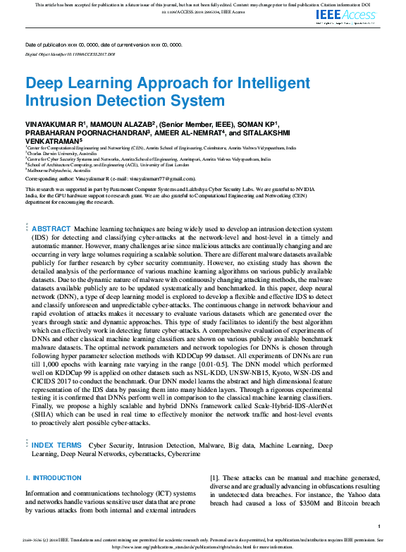 (PDF) Deep Learning Approach for Intelligent Intrusion Detection System