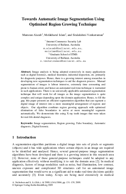 (PDF) Towards Automatic Image Segmentation Using Optimised Region ...