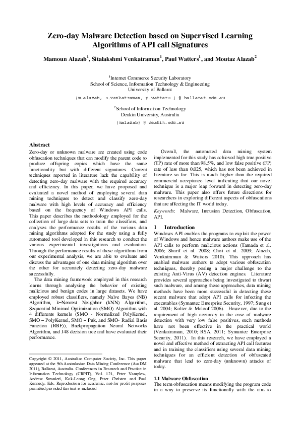 (PDF) Zero-day malware detection based on supervised learning ...