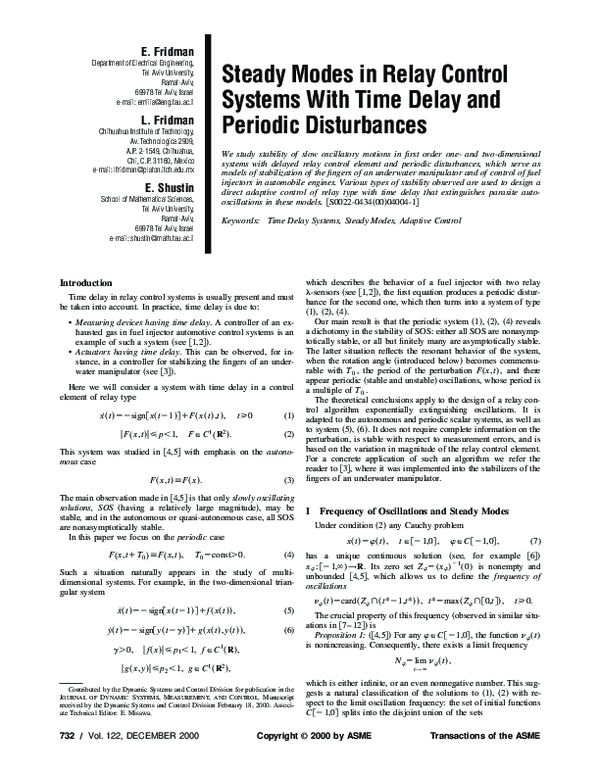 (PDF) Steady modes in the relay control systems with time delay and ...