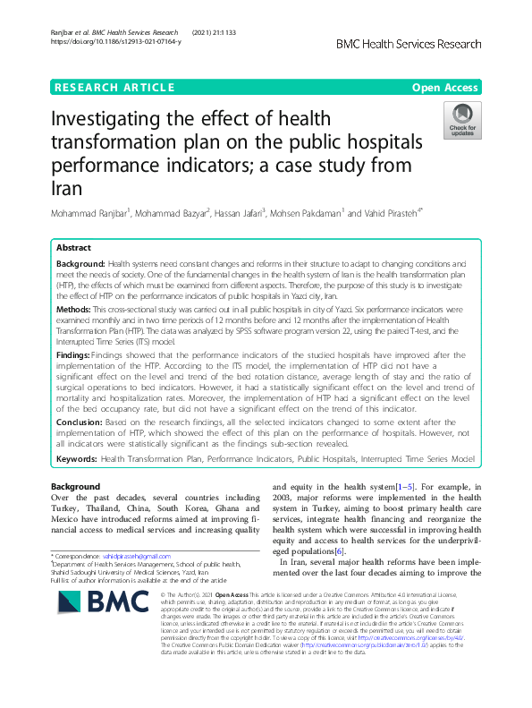(PDF) Investigating the effect of health transformation plan on the ...