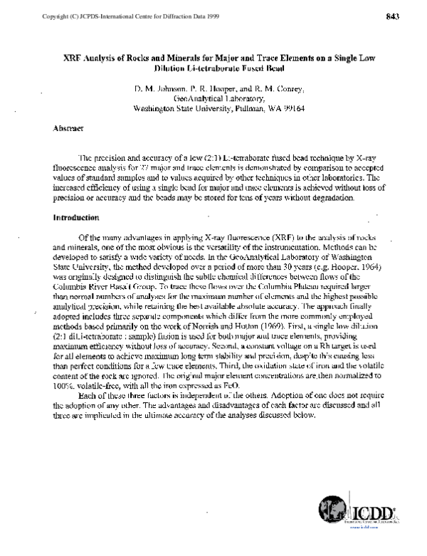 (PDF) XRF Analysis of Rocks and Minerals for Major and Trace Elements ...