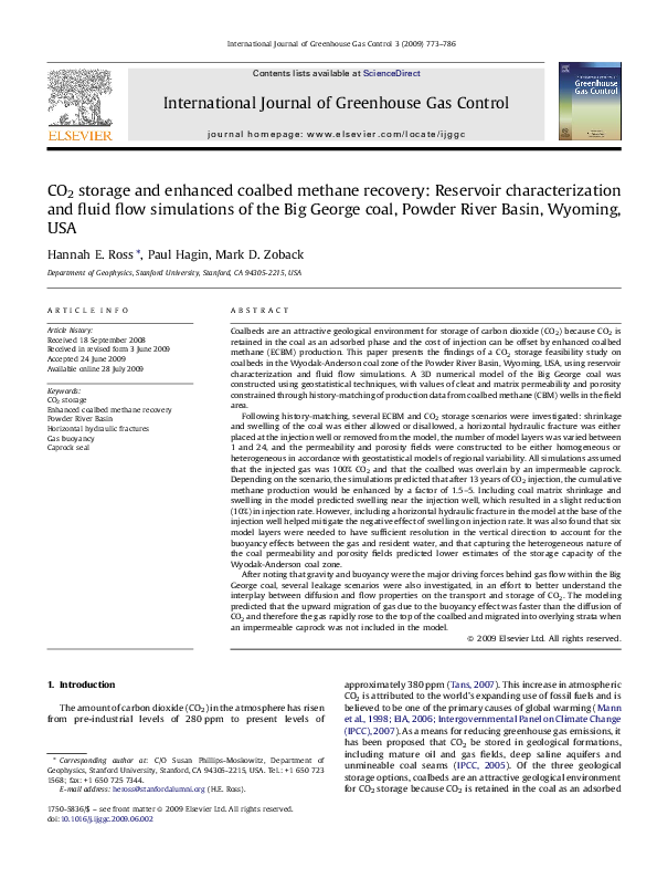 (PDF) CO2 storage and enhanced coalbed methane recovery: Reservoir ...