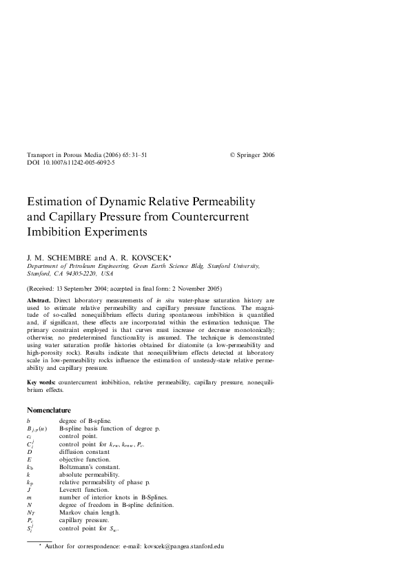 (PDF) Estimation of Dynamic Relative Permeability and Capillary ...