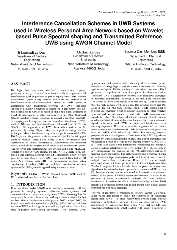 (PDF) Interference Cancellation Schemes in UWB Systems Used in Wireless ...