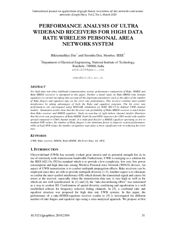 (PDF) Performance Analysis of Ultra Wideband Receivers for High Data ...