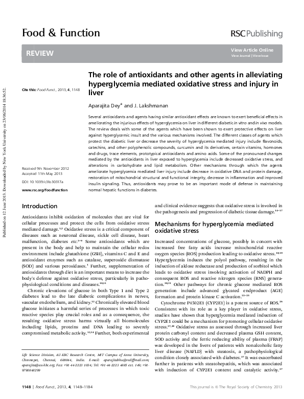 (PDF) The role of antioxidants and other agents in alleviating ...