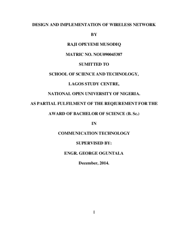 (PDF) Design and Implementation of Wireless Network