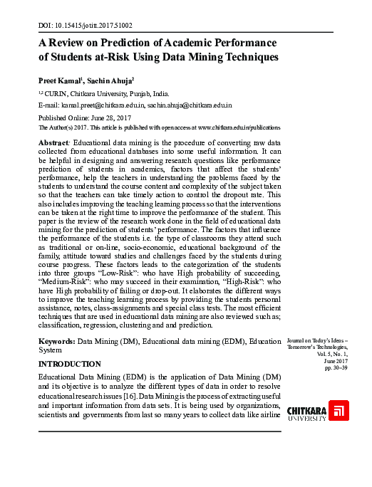 (PDF) A Review on Prediction of Academic Performance of Students at ...