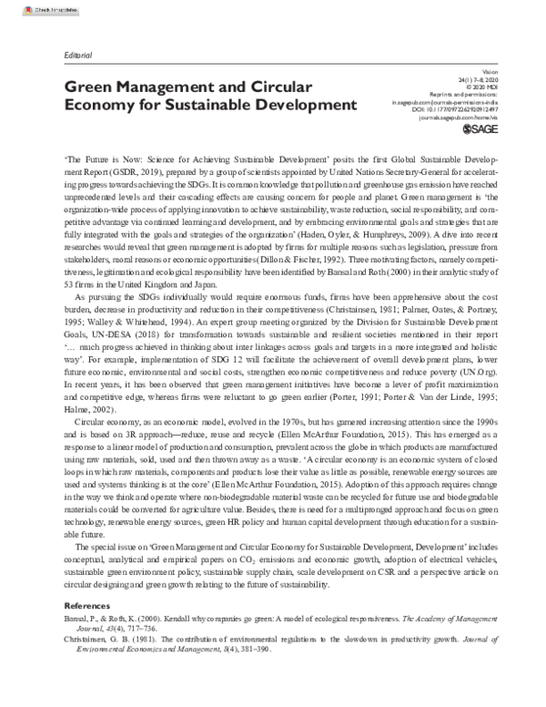 (PDF) Green Management and Circular Economy for Sustainable Development