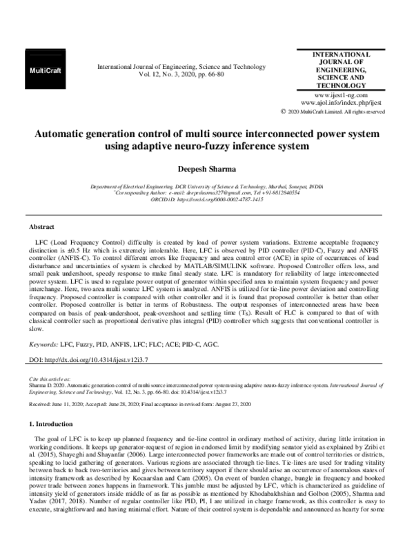 (PDF) Automatic generation control of multi source interconnected power ...