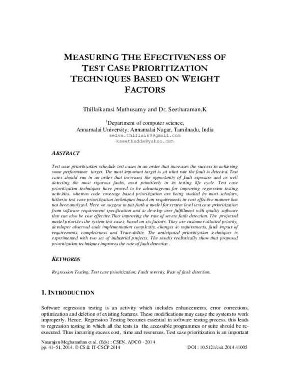 (PDF) Measuring the Effectiveness of Test Case Prioritization ...
