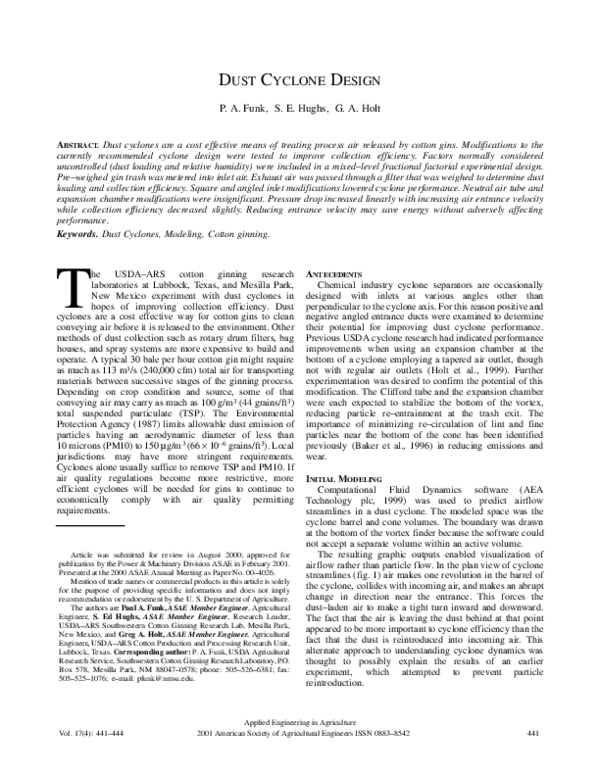 (PDF) Dust Cyclone Design