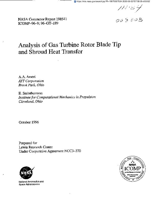(PDF) Analysis of Gas Turbine Rotor Blade Tip and Shroud Heat Transfer