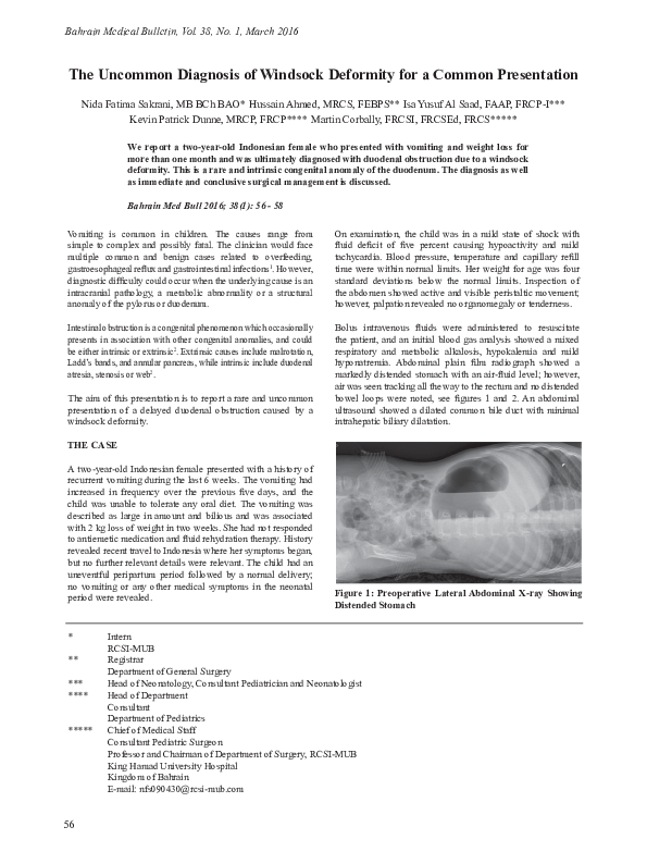 (PDF) The Diagnosis of Windsock Deformity for a Common